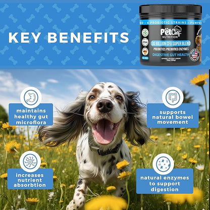 Pet Chef Probiotics Prebiotics Chew Treats for Dogs - Digestive Gut & Bowel Health Blend, Ideal for Puppies and Old Dogs with Stomach Issues, Allergy Relief, Small & Large Canine Probiotic Health