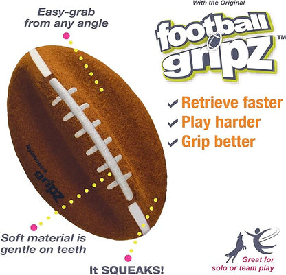 Nylabone Power Play Felt Football Gripz Fetch Toy, Squeaky Ball Chew Toy for Dogs, Large (1 Count)