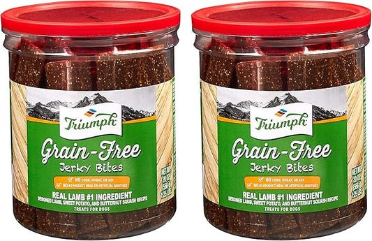 Triumph 2 Pack of Grain-Free Lamb Jerky Bites Dog Treats, 20 Ounces Each