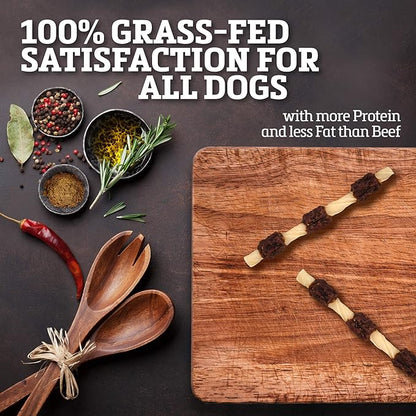Rawhide Dog Treats | Healthy, Grass-Fed Buffalo Jerky Raw Hide Chews | Hickory Smoked Flavor | Jerky Kabob, 18 Count