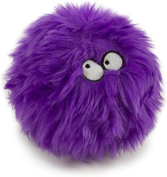 goDog Furballz Squeaky Plush Ball Dog Toy, Chew Guard Technology - Purple, Small