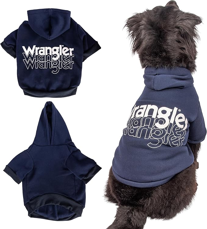 Wrangler Dog Hoodie – Fleece Dog Sweater with Leash Hole, Cold Winter Dog Sweatshirt for Small Medium & Large Size Dogs, Premium Dog Clothes, Fall Dog Sweaters Pullover Hoodie, Cozy Warm Dog Outfit
