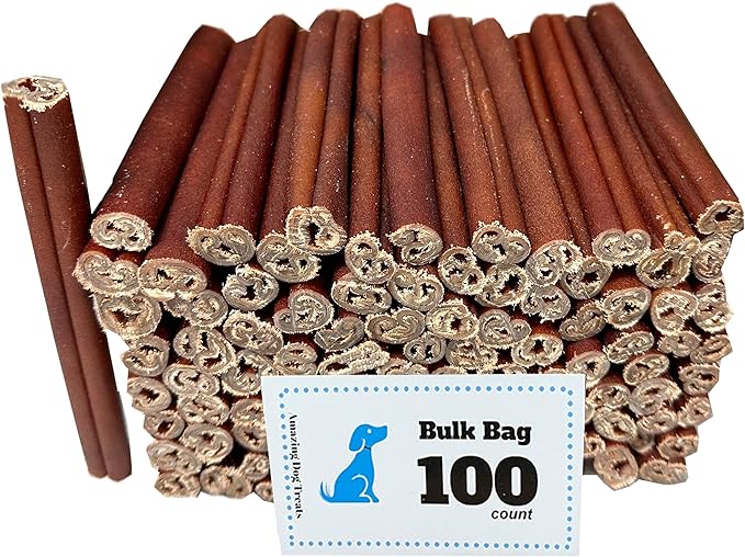 Amazing Dog Treats - 6 Inch Bulk Collagen Sticks for Dogs - (100 Count) - Collagen Bully Sticks for Dogs - 95% Natural Collagen Sticks for Dogs - No Hide Bones for Dogs