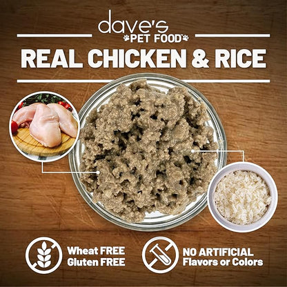 Dave's Pet Food Wet Dog Food (Chicken & Rice), Made in USA Naturally Healthy Canned Dog Food, Added Vitamins & Minerals, Wheat & Gluten-Free, 13.2 oz Cans (Case of 12 pk)
