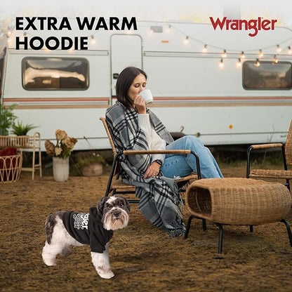 Wrangler Dog Hoodie – Fleece Dog Sweater with Leash Hole, Cold Winter Dog Sweatshirt for Small Medium & Large Size Dogs, Premium Dog Clothes, Fall Dog Sweaters Pullover Hoodie, Cozy Warm Dog Outfit