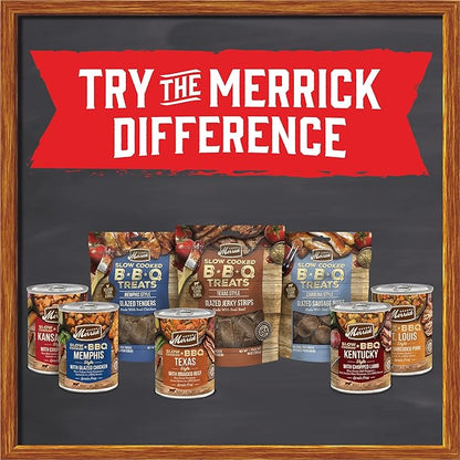 Merrick Dog Jerky, Slow Cooked BBQ Beef Dog Treats, Texas Style Glazed Jerky Strips, Beef Jerky Dog Treats - 10 oz. Pouch