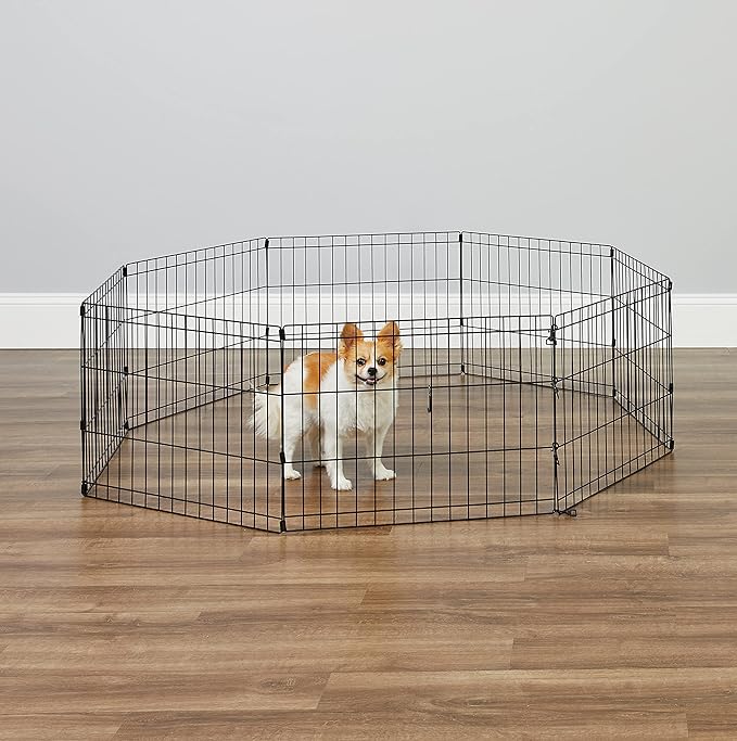 New World Pet Products 18' Foldable Black Metal Dog Exercise Pen No Door