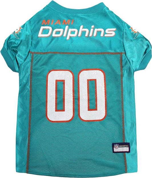 NFL Miami Dolphins Dog Jersey, Size: X-Small. Best Football Jersey Costume for Dogs & Cats. Licensed Jersey Shirt