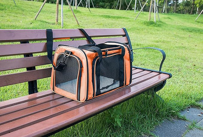 Soft Sided Carrier for Small Medium Cats Dogs,Removable Pad Collapsible Travel Pet Carrier Large Orange