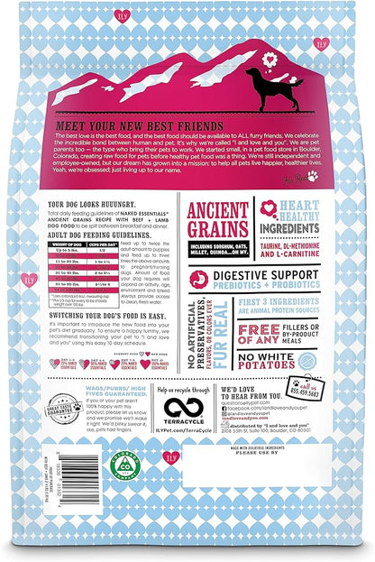 I and love and you Naked Essentials Ancient Grains Dry Dog Food - Lamb + Beef - High Protein, Real Meat, No Fillers, 4lb Bag