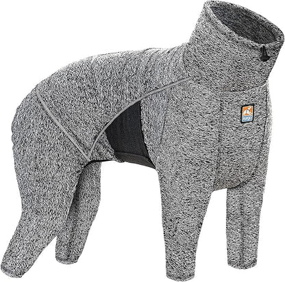 Kurgo Dog Onesie Body Warmer, Bodysuit for Dogs, Recovery Suit, Pet Pajamas, Reduce Anxiety, Contains Shedding, Leash Opening, Reflective, Stowe Base Layer, Heather Black/Grey (Large)