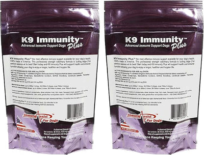 K9 Immunity Plus - Potent Immune Booster for Dogs Under 30 lbs - Certified Organic – Mushroom Enhanced Supplement - Veterinarian Recommended Dog Health Supplement - 30 Chews 2 Pack
