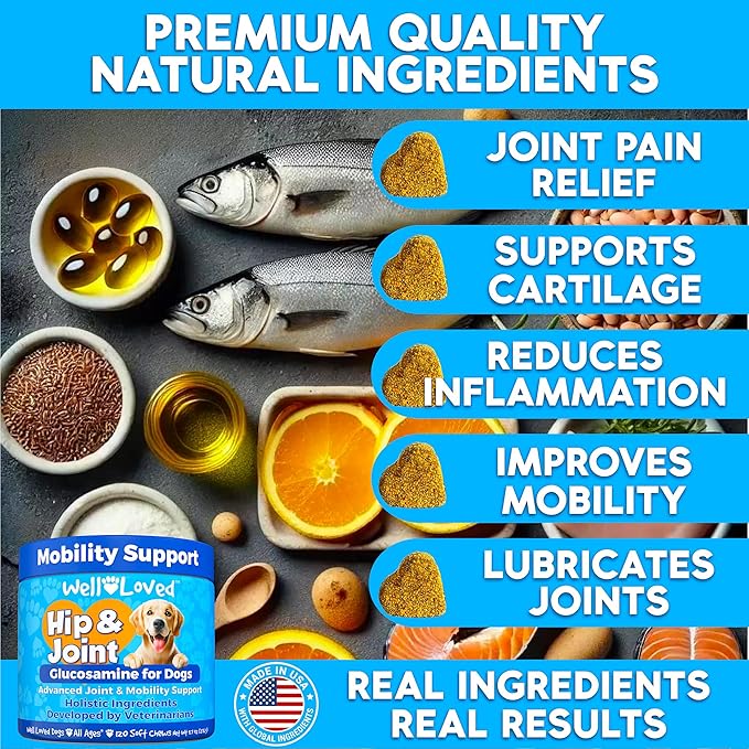 Glucosamine for Dogs - Joint Supplement for Dogs, Made in USA, Vet Developed, Dog Joint Supplement, Glucosamine Chondroitin for Dogs, Advanced Hip and Joint Chews with MSM, Pain Relief, 120