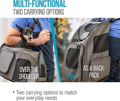 Sherpa 2-in-1 Backpack Travel Pet Carrier, Airline Approved & Guaranteed On Board - Gray, Medium