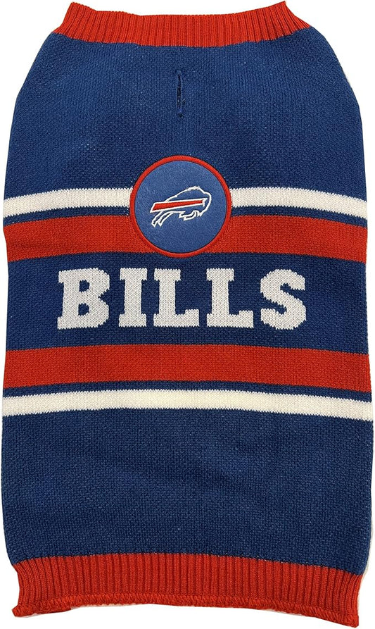 Pets First NFL Buffalo Bills Dog Sweater, Size Medium. Warm and Cozy Knit Pet Sweater with NFL Team Logo, Best Puppy Sweater for Large and Small Dogs, Team Color (BUF-4179-MD)
