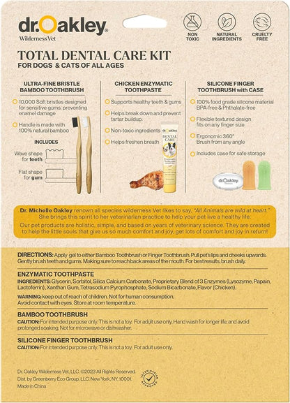 Total Dental Care Kit for Dogs & Cats: Chicken Flavor -Toothpaste, Brushes, and Case, Natural