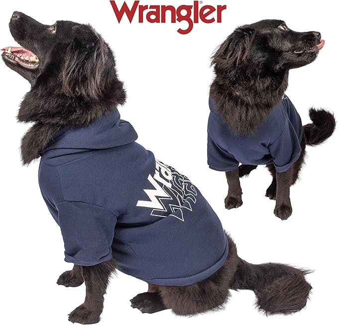 Wrangler Dog Hoodie – Fleece Dog Sweater with Leash Hole, Cold Winter Dog Sweatshirt for Small Medium & Large Size Dogs, Premium Dog Clothes, Fall Dog Sweaters Pullover Hoodie, Cozy Warm Dog Outfit