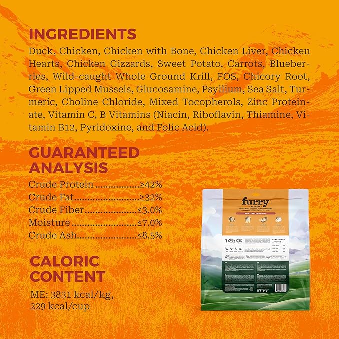 Freeze Dried Raw Dog Food Duck and Chicken Recipe 8 Ounce, UAS Made Grain Free High Protein Dog Food for Complete Meal or Food Topper, Freeze Dried Raw Diet for Mobility Advance