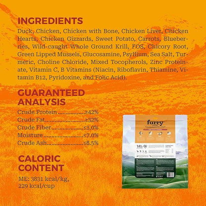 Freeze Dried Raw Dog Food Duck and Chicken Recipe 8 Ounce, UAS Made Grain Free High Protein Dog Food for Complete Meal or Food Topper, Freeze Dried Raw Diet for Mobility Advance