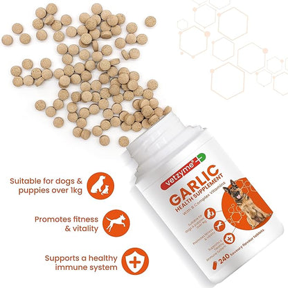 Garlic Health Supplement Tablets for Dogs, Healthy Heart, Vitality for Dogs, 240 Tablets