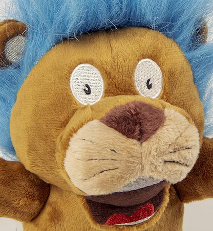 goDog Crazy Hairs Lion Silent Squeak Plush Dog Toy, Chew Guard Technology - Tan, Small