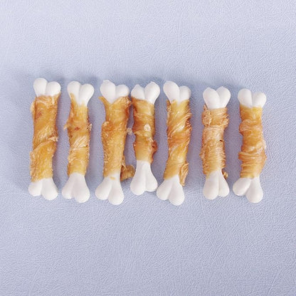 Dog Treats, Chicken Wrapped Calcium Dog Bones, Rawhide Free Dog Treats, 2.8 inch, 12oz