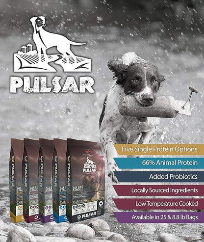 Pulsar Grain Free, Non GMO, Meat Dense All Life Stage Dry Dog Food, Natural, 25 Pound (Pack of 1) (HRN-010)