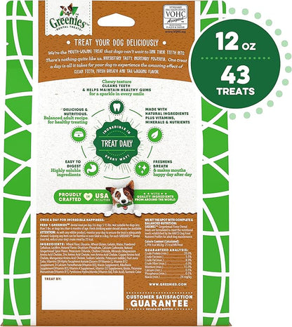Greenies Gingerbread Flavor Teenie Size, Veterinarian-Recommended for Dental Care, Dog Treat Chews, Great Holiday Dog Stocking Stuffers, Limited Edition, 12 oz. Pack of 43