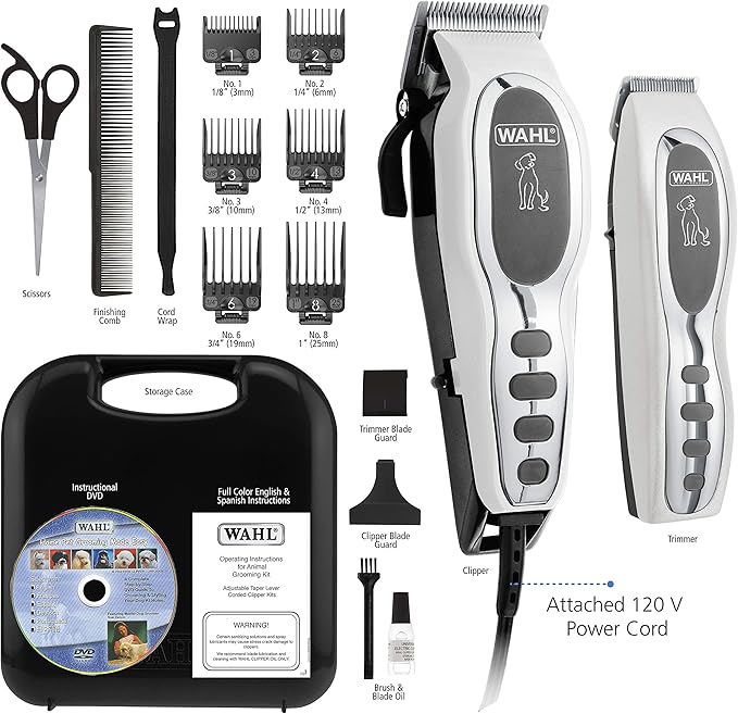 Wahl Pet-Pro Corded Clipper & Battery Trimmer Pet Grooming Combo Kit for Dogs with Light to Thick Coats, The Brand Used by Professionals - Model 9284