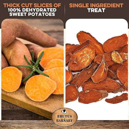 Sweet Potato Slices For Dogs - Single Ingredient Grain Free Dog Treats, Best High Anti-Oxidant Healthy 100% Natural Thick Cut Dried Sweet Potato Dog Treats With No Added Preservatives (5lb)