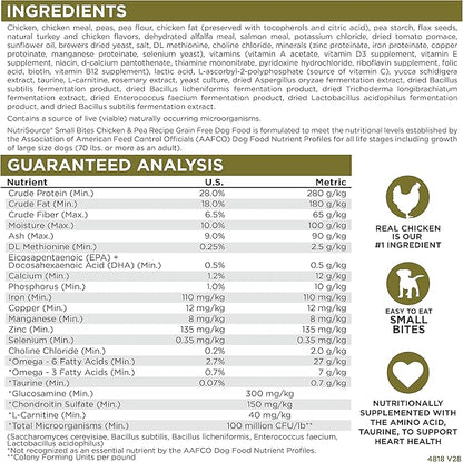 NutriSource Grain-Free Dog Food, Small Bites, Made with Chicken and Peas, 15LB, Dry Dog Food