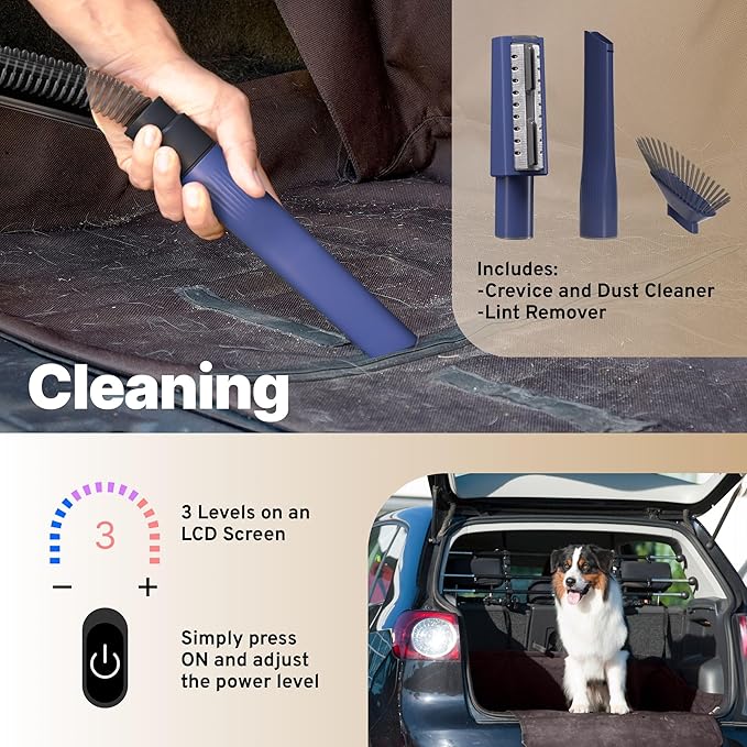 ONE Products Low Noise Dog Hair Vacuum & Dog Grooming Kit with 3.2L Large Capacity for Shedding Grooming Hair, Quiet Pet Grooming Tools, 5 Replaceable Heads, and 4 Combs