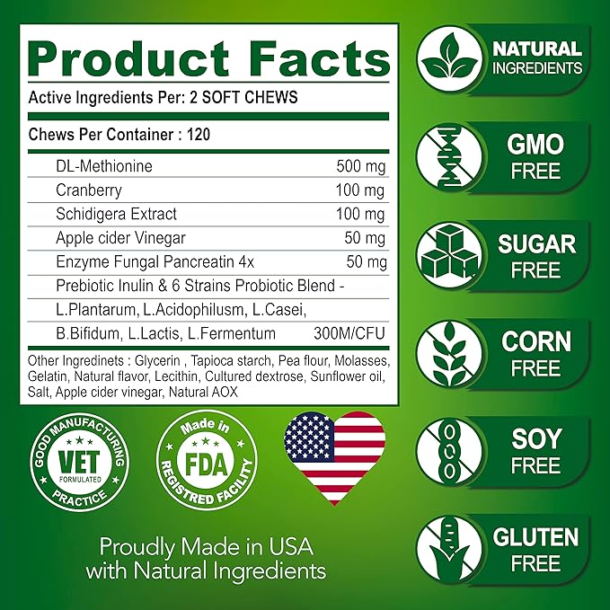 Grass Burn Spot Chews for Dogs - Dog Urine Neutralizer for Lawn - 120 Grass Green Dog Chews - Grass Savers for Dog Urine - Dog Pee Grass Neutralizer with Probiotics - Digestive Enzymes - Made in USA