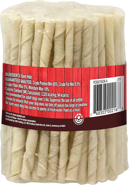 Cadet Premium Grade Beef Hide for Dogs, Long Lasting Rawhide Twist Chew Sticks, Natural Dog Chews, 5 Inch Dog Bones (100 Count)