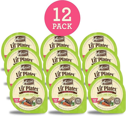 Merrick Lil’ Plates Grain Free And Gluten Free Natural Wet Dog Food For Small Dogs, Soft Little Lamb Chop Stew - (Pack of 12) 3.5 oz. Tubs