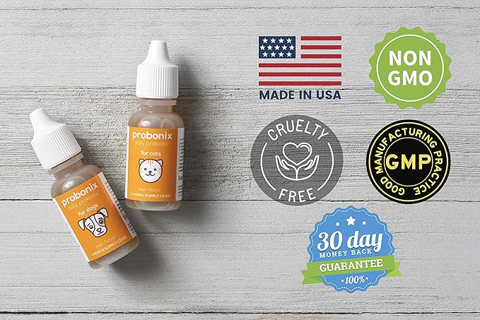 Probonix Probiotics for Dogs, 30-Day Supply, Organic, Non-GMO Liquid Probiotic Drops, 8 Live Strains, Helps with Digestive Issues, IBD, Dental Health Issues, Allergies, Liver Flavor