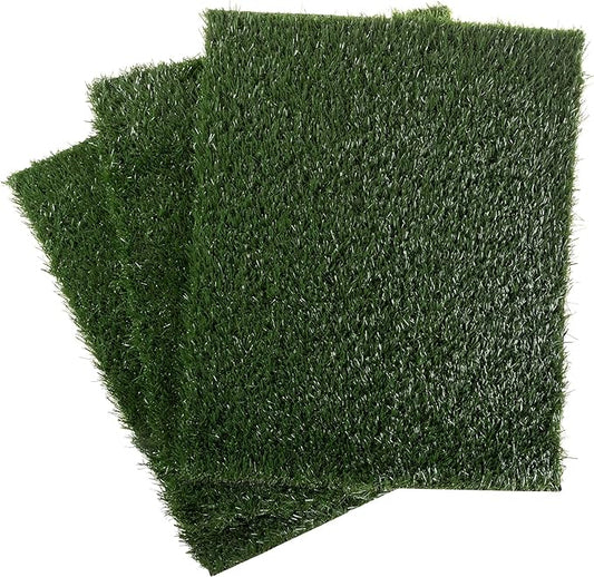 Pee Pads for Dogs - Set of Three 23x18.5-Inch Replacement Turf Grass Mats for Potty Training - Dog Housebreaking Supplies for Small Pets by PETMAKER, Green, Medium