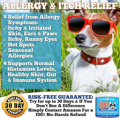 Dog Allergy Chews - Dog Allergy Relief, Made in USA, Vet Developed, Hot Spot Treatment for Dogs, Dog Itch Relief, Anti Itch for Dogs, Dog Vitamins, Dog Skin Allergies Treatment, 120 Count