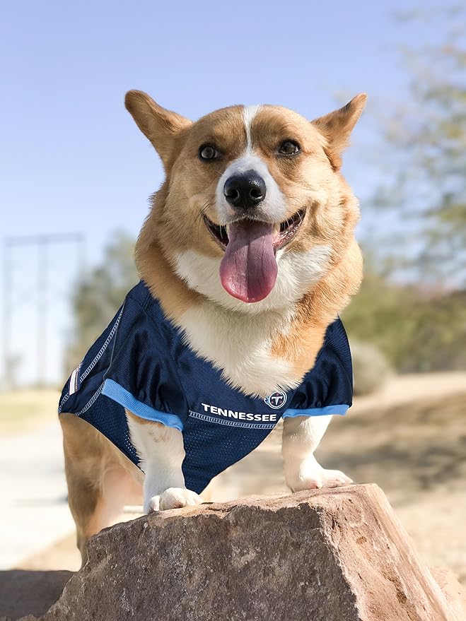 NFL Tennessee Titans Dog Jersey, Size: Large. Best Football Jersey Costume for Dogs & Cats. Licensed Jersey Shirt