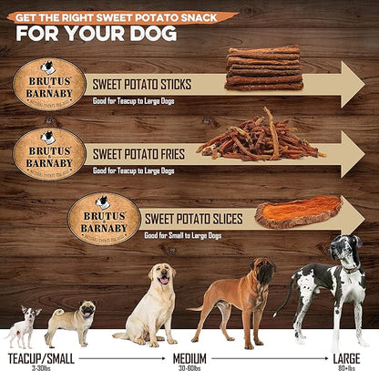 BRUTUS & BARNABY USA Sweet Potato Dog Treats - Grain Free, Pumpkin Bacon Crunchy Sticks - Great Tasting, Promotes Positive Dog Gut Health with Natural Anti-Diarrhea Properties, No Preservatives Added