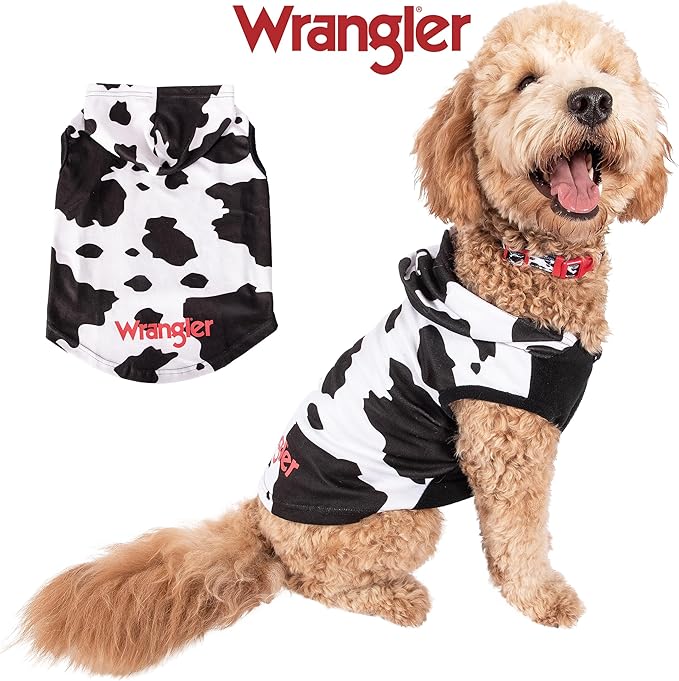 Wrangler Dog Hoodie – Fleece Dog Sweater with Leash Hole, Cold Winter Dog Sweatshirt for Small Medium & Large Size Dogs, Premium Dog Clothes, Fall Dog Sweaters Pullover Hoodie, Cozy Warm Dog Outfit