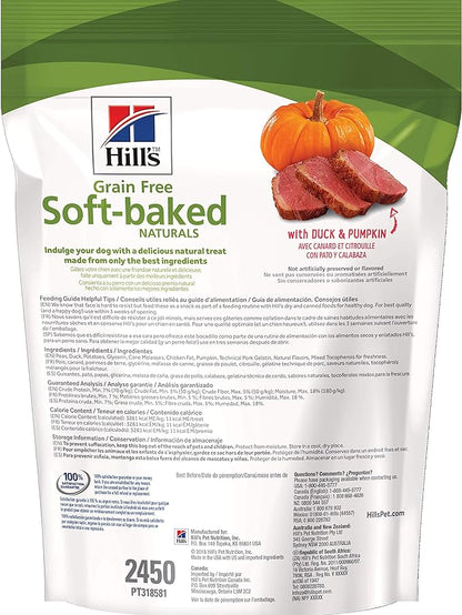 Hill's Grain Free Soft Baked Naturals, All Life Stages, Great Taste, Dog Treats, Duck & Pumpkin , 8 oz Bag