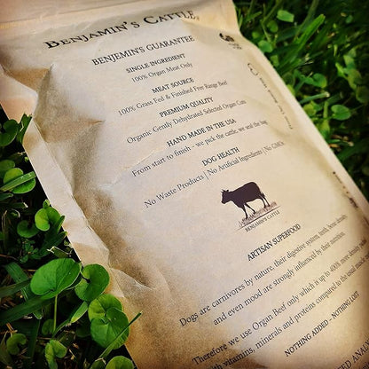 Benjamin's Cattle Single Ingredient - Organic Grass FED & Finished Beef Liver Dog Treats - Hand Made Artisan Dog Treats - Healty Dog Chews - Treats for Dogs Made in USA - Beef Jerky Dog Treat – 5oz