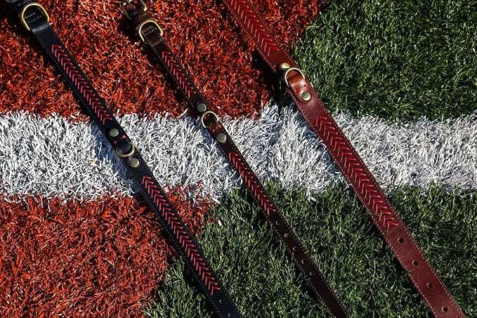 Rawlings | Baseball Stitch Leather Dog Collar | Multiple Sizes | Multiple Colors