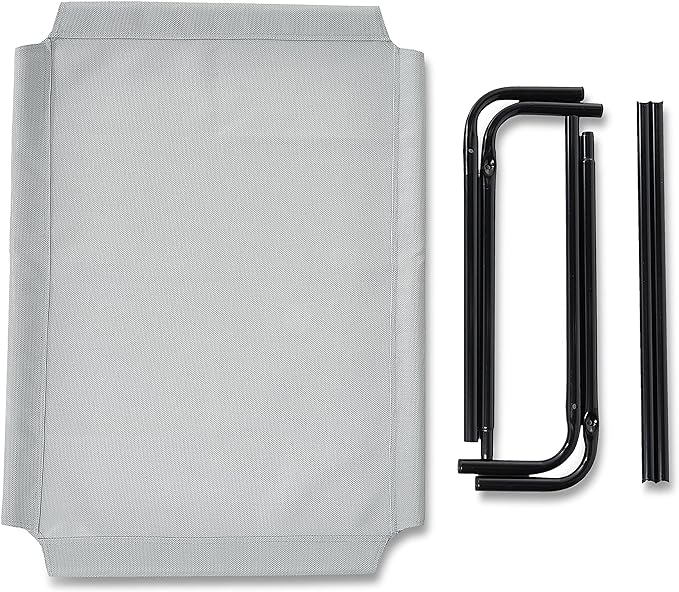 Amazon Basics Cooling Elevated Dog Bed with Metal Frame, Medium, 43 x 26 x 7.5 Inch, Grey