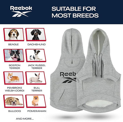 Reebok Dog Hoodie – Fleece Dog Sweater with Leash Hole, Cold Winter Dog Sweatshirt for Small Medium and Large Dogs, Premium Dog Fall Sweater Pullover Hoodie, Cozy Warm Perfect Dog Christmas Outfit