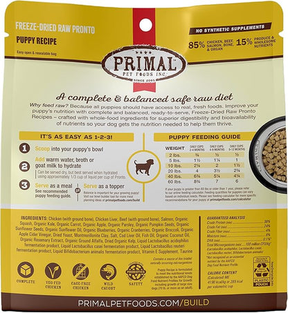Primal Puppy Dog Food, Freeze Dried Dog Food, Pronto; Scoop & Serve, Complete & Balanced Meal; Also Use As Topper or Treat; Premium, Healthy, Grain Free, High Protein Raw Dog Food (25 oz, 2-pack)