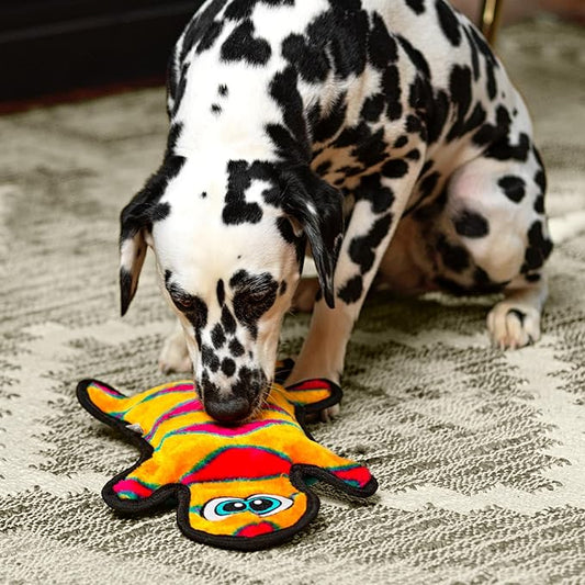 Outward Hound Durablez Tough Plush Squeaky Dog Toy, Gecko, Orange, Large