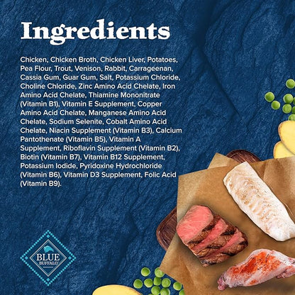 Blue Buffalo Wilderness Snake River Grill High Protein, Natural Wet Dog Food, Trout, Venison & Rabbit 12.5-oz cans (Pack of 12)