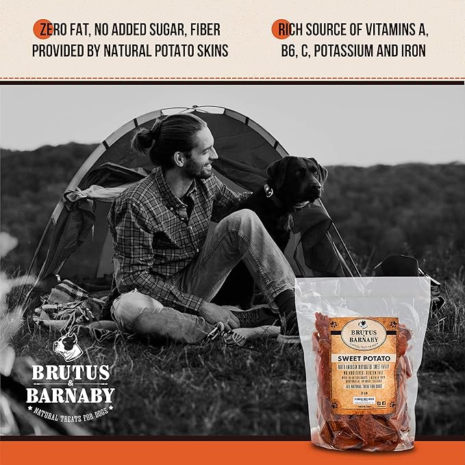 Sweet Potato Slices For Dogs - Single Ingredient Grain Free Dog Treats, Best High Anti-Oxidant Healthy 100% Natural Thick Cut Dried Sweet Potato Dog Treats With No Added Preservatives (14oz)